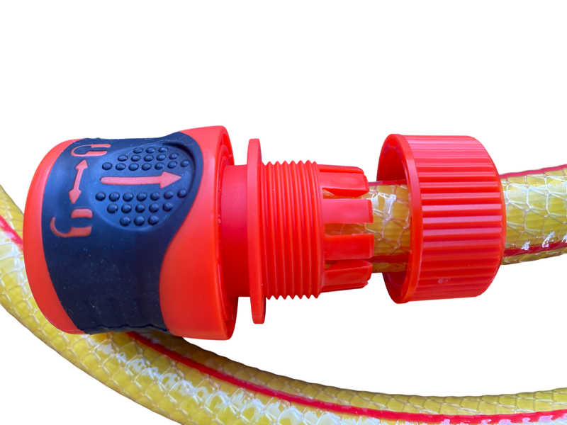 Premium Garden Hose Yellow with Orange Lock Connectors - Garden watering