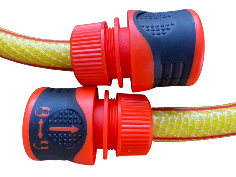 Premium Garden Hose Yellow with Orange Lock Connectors - Garden watering