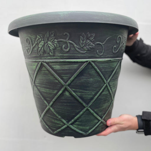 Shabby Chic Washed Planter - Dark Green -