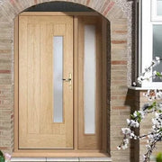 Newbury Oak Unfinished External Door w/ 1 Frosted Double Glazed Light Panel - All Sizes - Doors