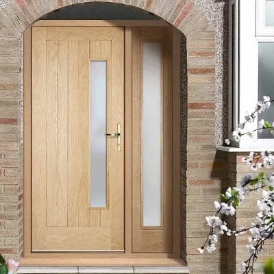 Newbury Oak Unfinished External Door w/ 1 Frosted Double Glazed Light Panel - All Sizes - Doors