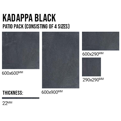 Indian Limestone Patio Pack Kadappa Black (84 Slabs - 15.2m2 per Pack) -