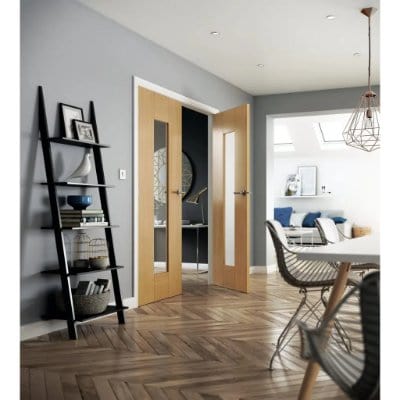 Axis Oak Pre Finished Glazed Internal Door - All Sizes - Doors