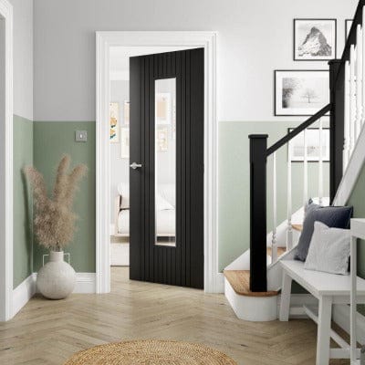 Aria Black Pre-Finished Glazed Internal Door - All Sizes -