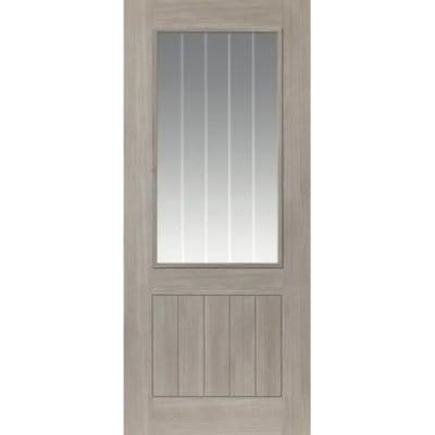 Colorado Grey Wood Effect Laminate Glazed Internal Door - All Sizes -