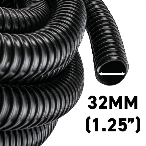 Corrugated Pipe 1.25" (32mm) with 2 x Double Wire Clips Set - Hardware > Plumbing > Plumbing Hoses & Supply Lines Tech Hose & Fittings