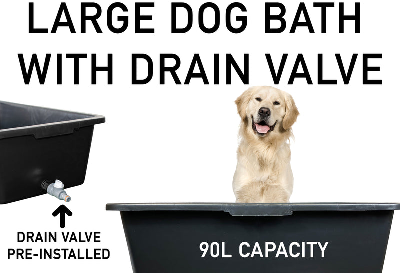 Versatile Large 90L Dog Bath/Pool/Tub - Suitable for Small to Large Breeds - with Drain Plug & Premium Connector - Perfect for medium and large dog breeds - Durable, Easy to Store - Animals & Pet Supplies > Pet Supplies > Pet Grooming Supplies