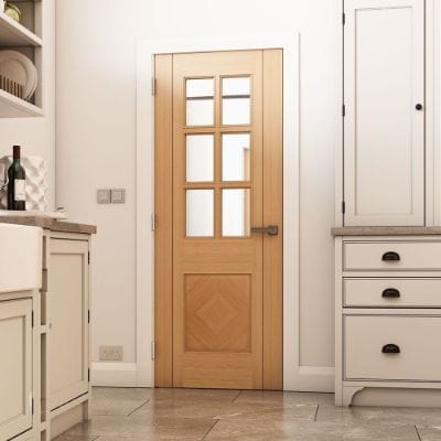 Kensington Oak Prefinished Bevelled Glaze Internal Door - All Sizes -