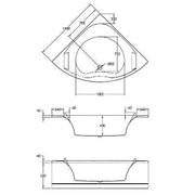 Luxe Corner Bath with Built-in Headrests - 1400 x 1400mm - Bathrooms