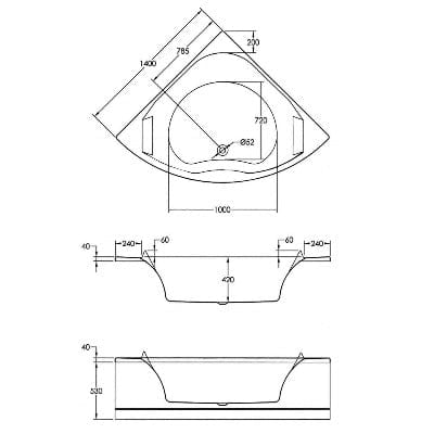 Luxe Corner Bath with Built-in Headrests - 1400 x 1400mm - Bathrooms