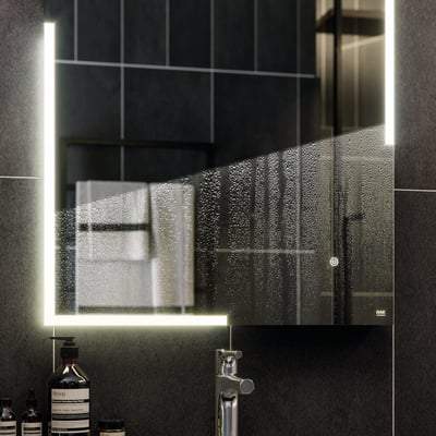 LED Illuminated Portrait Mirror with Demister, Shavers Socket and Touch Sensor Switch - Bathrooms