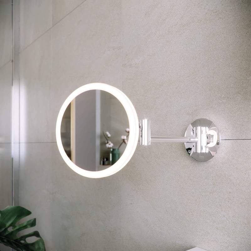 Plus LED Illuminated Round 3x Magnifying Mirror with Magnetic Pull Out Switch - Bathrooms