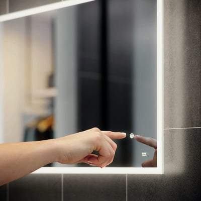 Citrine LED Illuminated Portrait Mirror with Demister, Shavers Socket and Touch Sensor Switch - Bathrooms