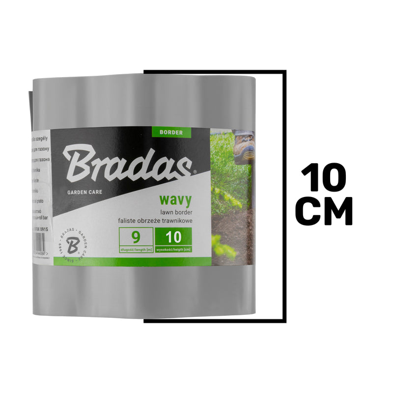 Wavy Plastic Garden Lawn Edging, H=10CM, L=9M, Light Gray - Hardware > Fencing & Barriers > Garden Borders & Edging > Edging Garden tools & Accesories