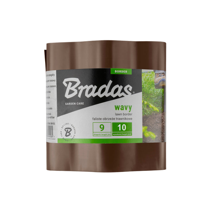 Wavy Plastic Garden Lawn Edging, H=10CM, L=9M, Brown - Hardware > Fencing & Barriers > Garden Borders & Edging > Edging Garden tools & Accesories
