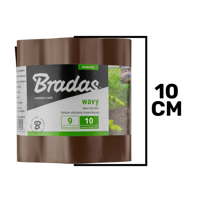Wavy Plastic Garden Lawn Edging, H=10CM, L=9M, Brown - Hardware > Fencing & Barriers > Garden Borders & Edging > Edging Garden tools & Accesories