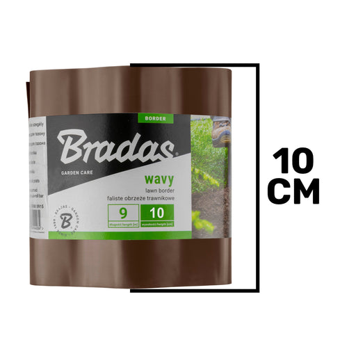 Wavy Plastic Garden Lawn Edging, H=10CM, L=9M, Brown - Hardware > Fencing & Barriers > Garden Borders & Edging > Edging Garden tools & Accesories