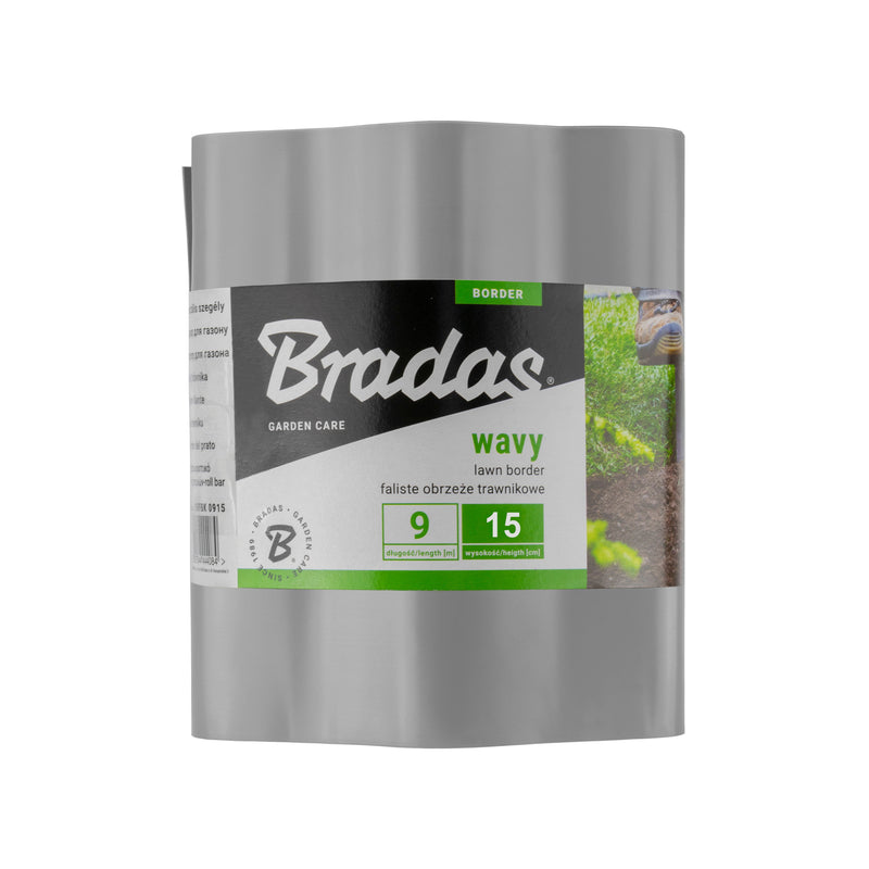 Wavy Plastic Garden Lawn Edging, H=15CM, L=9M, Light Gray - Hardware > Fencing & Barriers > Garden Borders & Edging > Edging Garden tools & Accesories