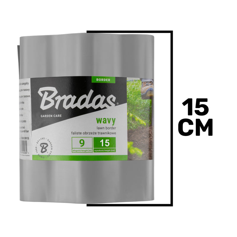 Wavy Plastic Garden Lawn Edging, H=15CM, L=9M, Light Gray - Hardware > Fencing & Barriers > Garden Borders & Edging > Edging Garden tools & Accesories