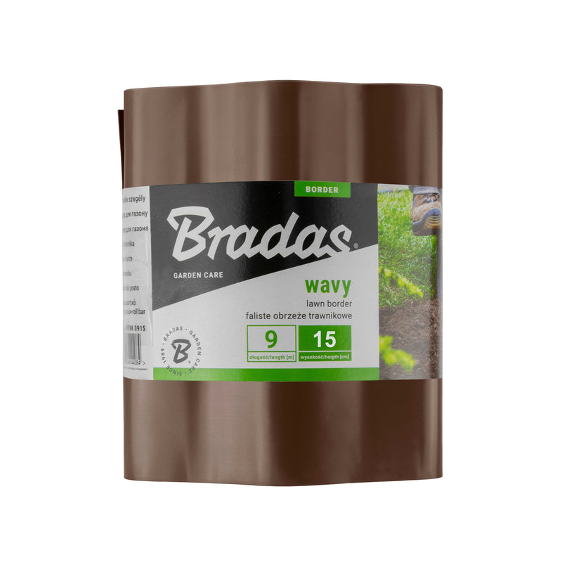 Wavy Plastic Garden Lawn Edging, H=15CM, L=9M, Brown - Hardware > Fencing & Barriers > Garden Borders & Edging > Edging Garden tools & Accesories