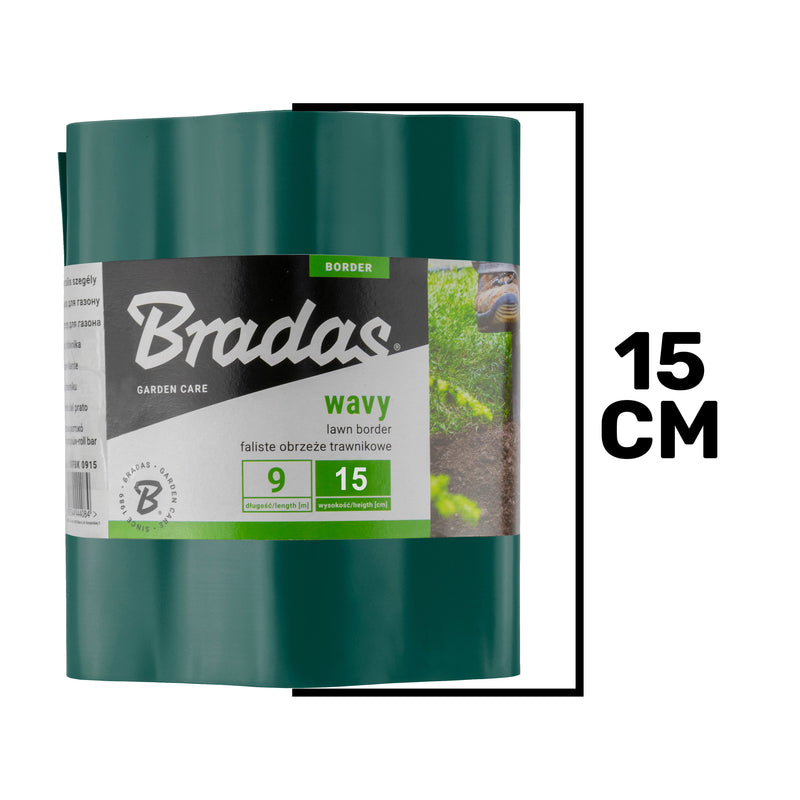 Wavy Plastic Garden Lawn Edging, H=15CM, L=9M, Green - Hardware > Fencing & Barriers > Garden Borders & Edging > Edging Garden tools & Accesories