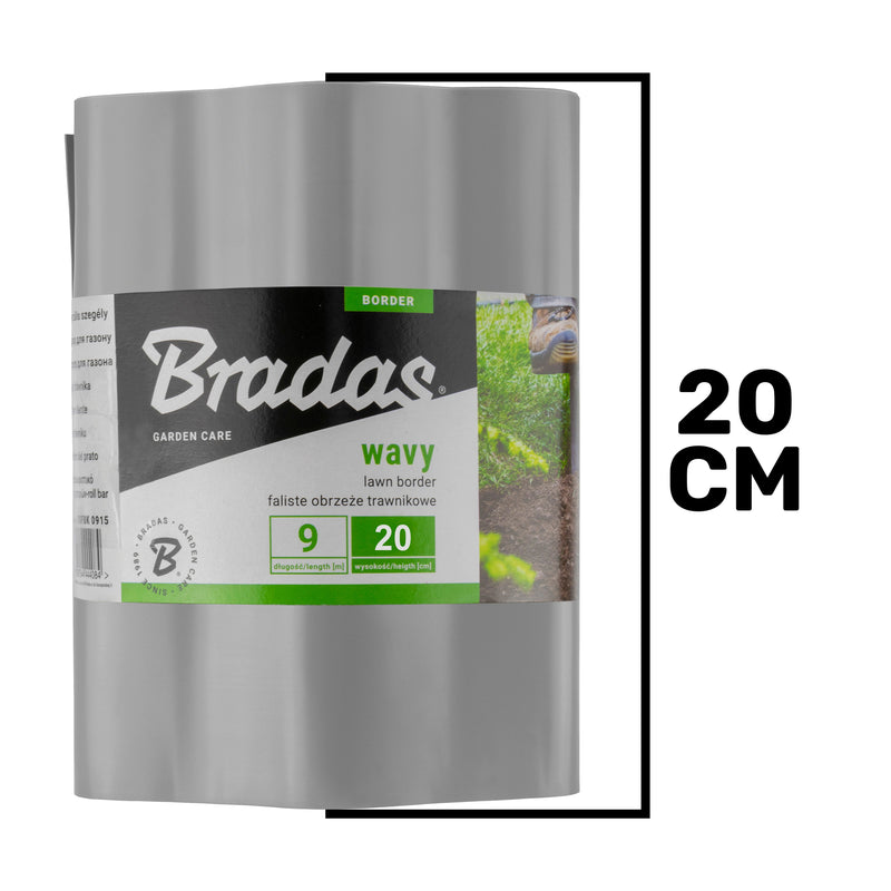 Wavy Plastic Garden Lawn Edging, H=20CM, L=9M, Light Gray - Hardware > Fencing & Barriers > Garden Borders & Edging > Edging Garden tools & Accesories