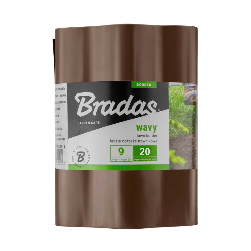 Wavy Plastic Garden Lawn Edging, H=20CM, L=9M, Brown - Hardware > Fencing & Barriers > Garden Borders & Edging > Edging Garden tools & Accesories