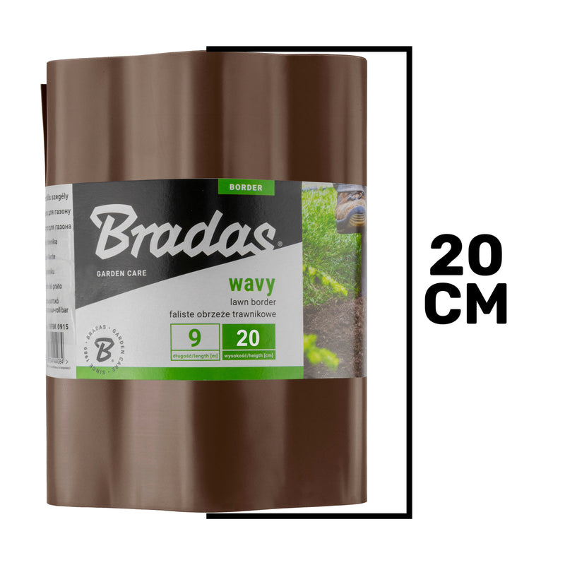 Wavy Plastic Garden Lawn Edging, H=20CM, L=9M, Brown - Hardware > Fencing & Barriers > Garden Borders & Edging > Edging Garden tools & Accesories