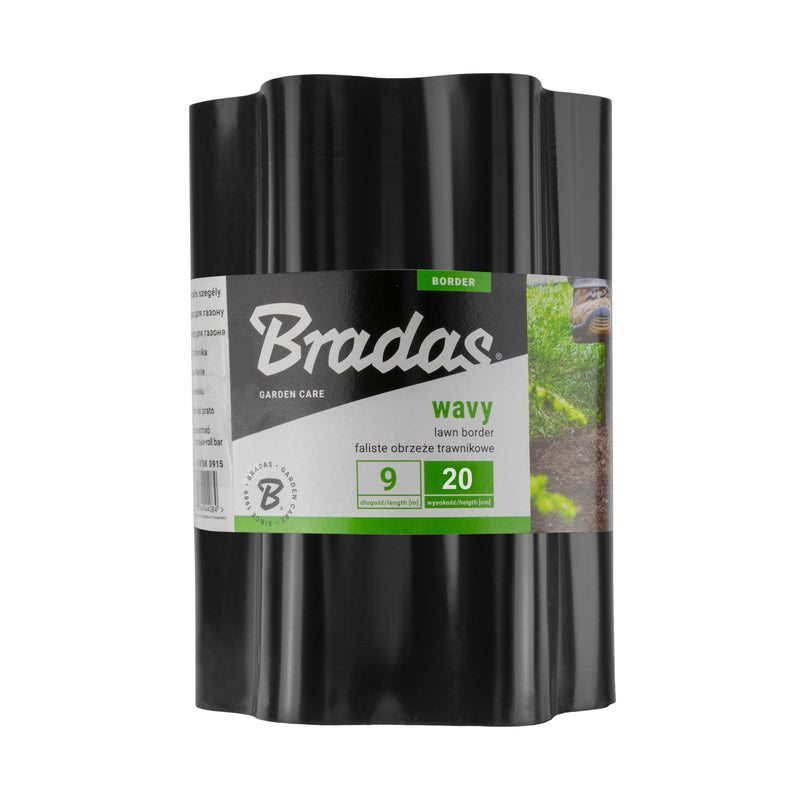 Wavy Plastic Garden Lawn Edging, H=20CM, L=9M, Black - Hardware > Fencing & Barriers > Garden Borders & Edging > Edging Garden tools & Accesories
