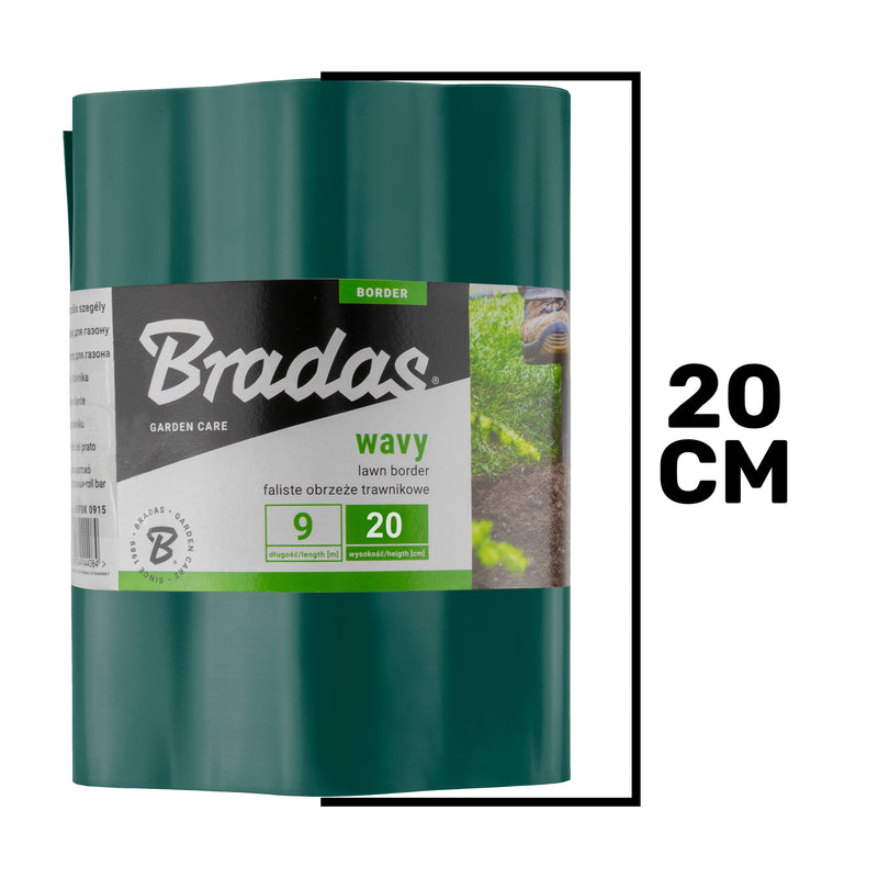 Wavy Plastic Garden Lawn Edging, H=20CM, L=9M, Green - Hardware > Fencing & Barriers > Garden Borders & Edging > Edging Garden tools & Accesories