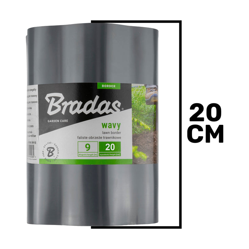 Wavy Plastic Garden Lawn Edging, H=20CM, L=9M, Gray - Hardware > Fencing & Barriers > Garden Borders & Edging > Edging Garden tools & Accesories