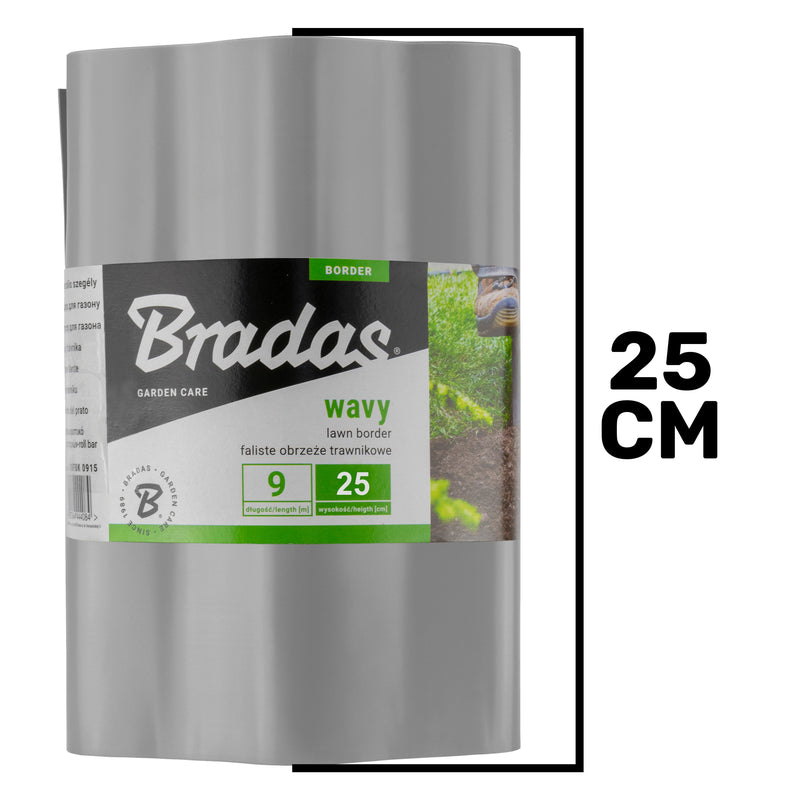 Wavy Plastic Garden Lawn Edging, H=25CM, L=9M, Light Gray - Hardware > Fencing & Barriers > Garden Borders & Edging > Edging Garden tools & Accesories