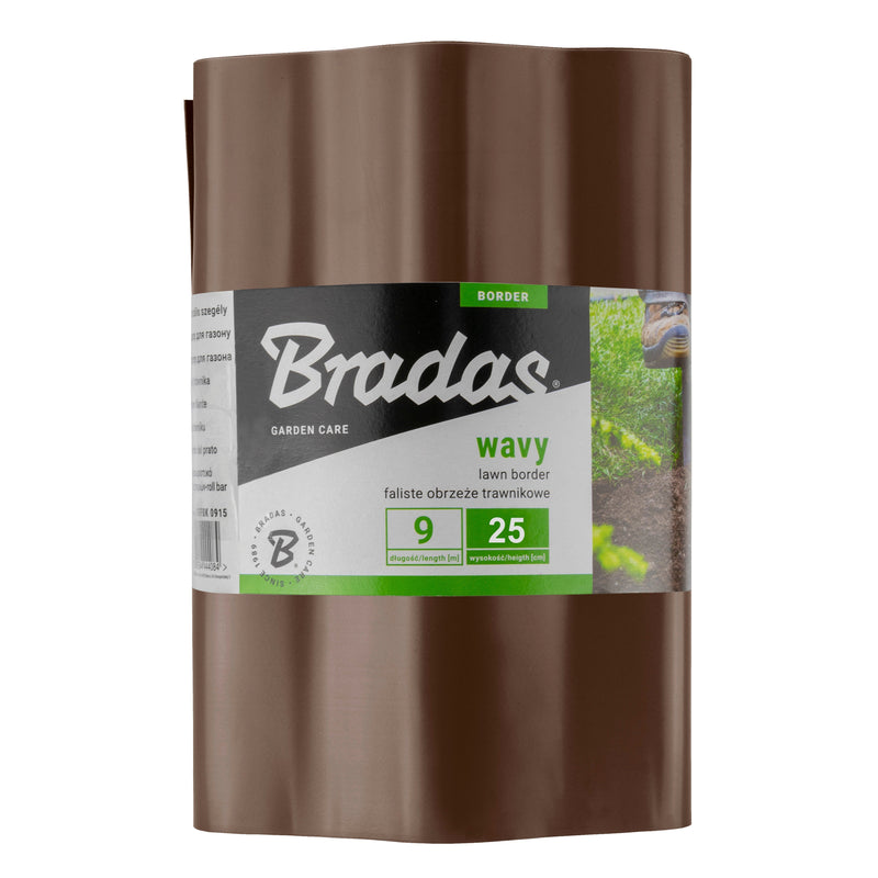 Wavy Plastic Garden Lawn Edging, H=25CM, L=9M, Brown - Hardware > Fencing & Barriers > Garden Borders & Edging > Edging Garden tools & Accesories