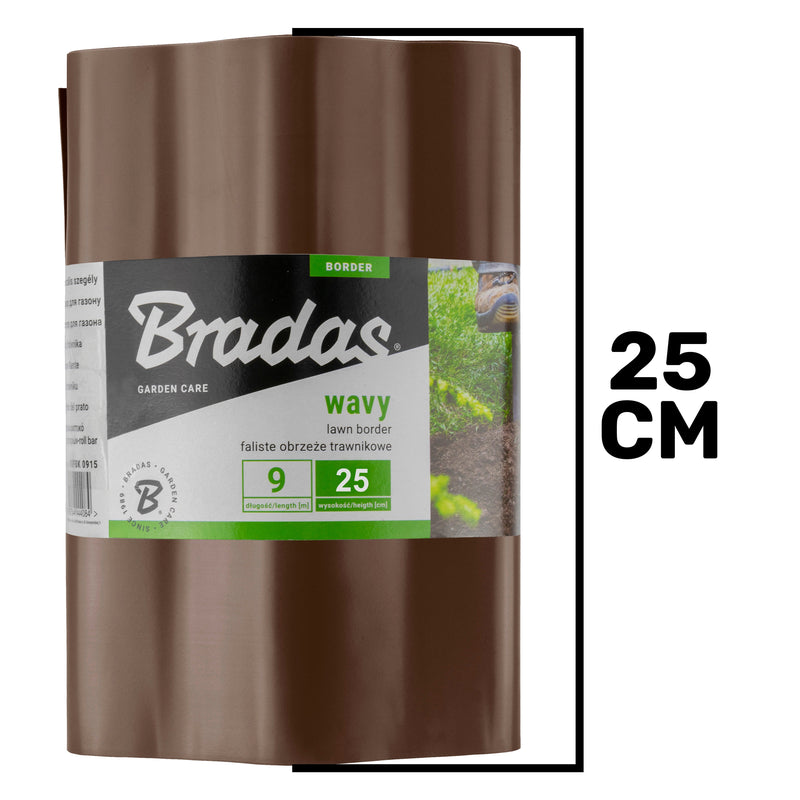 Wavy Plastic Garden Lawn Edging, H=25CM, L=9M, Brown - Hardware > Fencing & Barriers > Garden Borders & Edging > Edging Garden tools & Accesories