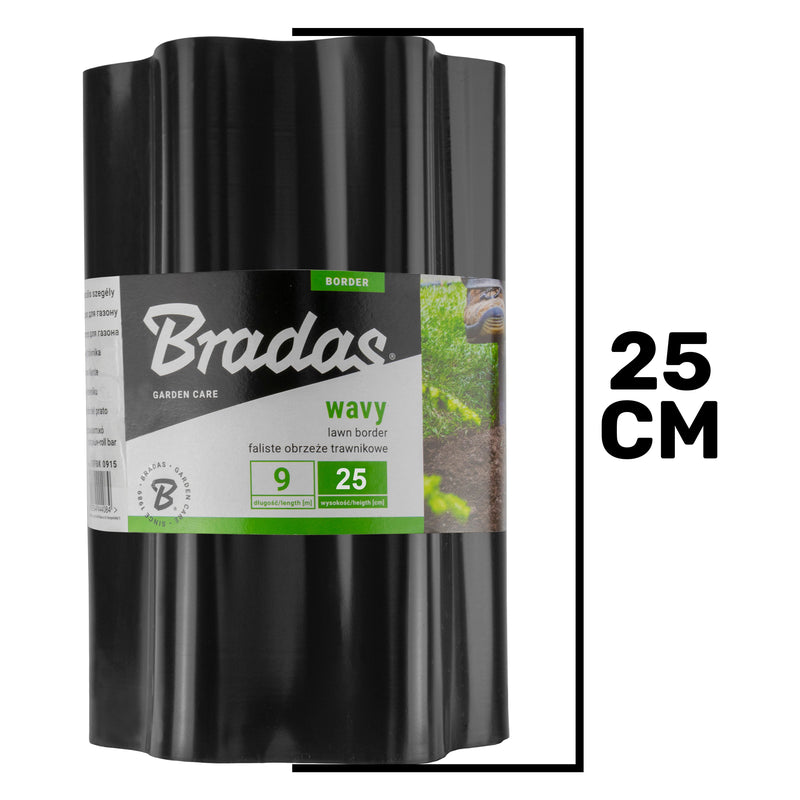 Wavy Plastic Garden Lawn Edging, H=25CM, L=9M, Black - Hardware > Fencing & Barriers > Garden Borders & Edging > Edging Garden tools & Accesories
