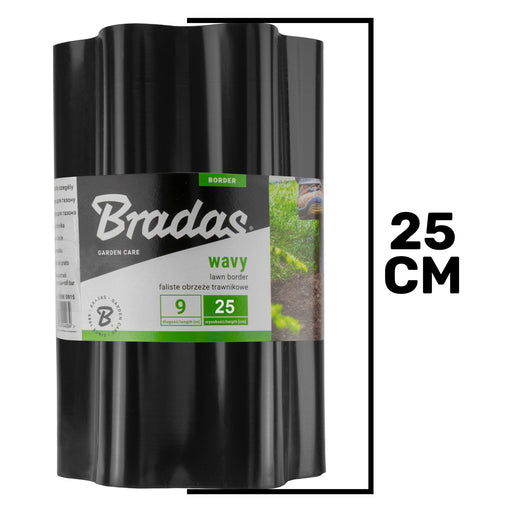 Wavy Plastic Garden Lawn Edging, H=25CM, L=9M, Black - Hardware > Fencing & Barriers > Garden Borders & Edging > Edging Garden tools & Accesories