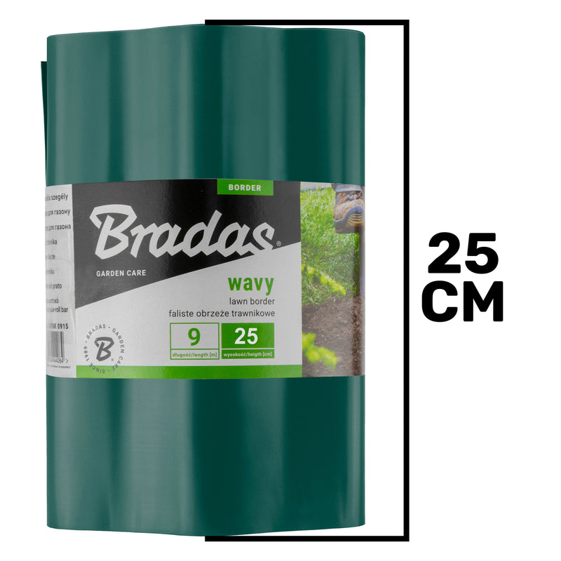 Wavy Plastic Garden Lawn Edging, H=25CM, L=9M, Green - Home & Garden Garden tools & Accesories