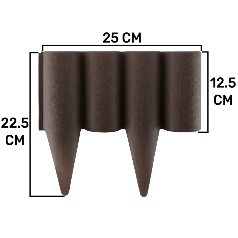 Lawn Edging, Plastic Palisade Wood Effect, 2.5m Box, Brown - Hardware > Fencing & Barriers > Garden Borders & Edging Garden tools & Accesories