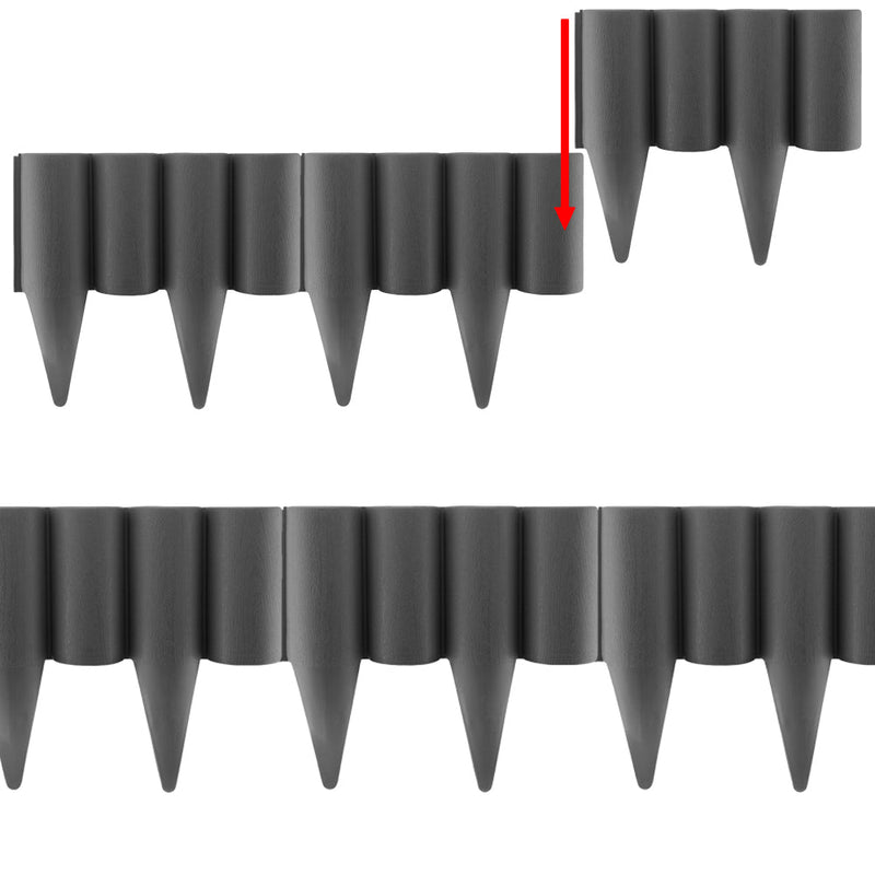 Lawn Edging, Plastic Palisade Wood Effect, 2.5m Box, Gray - Hardware > Fencing & Barriers > Garden Borders & Edging Garden tools & Accesories