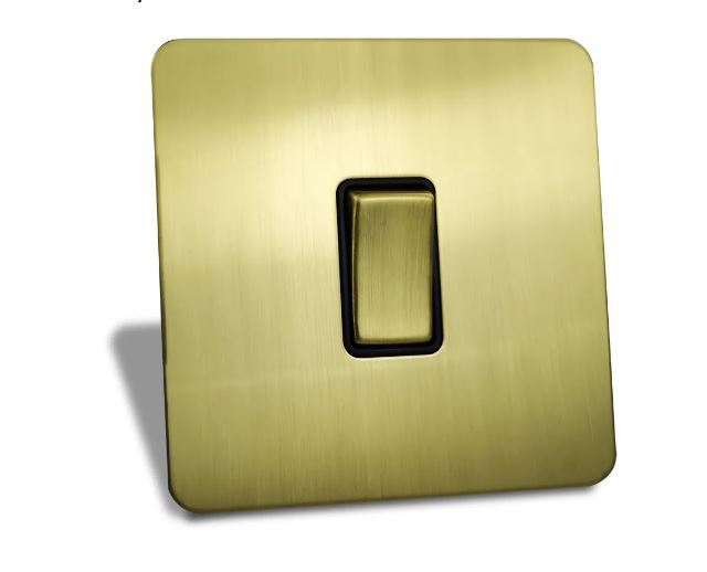 Caradok 1 Gang Screwless Intermediate Brushed Brass Rocker Light Switch - Hardware Caradok - Screwless Brushed Brass