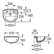 Laura 510mm Semi-Recessed Basin 2 Tap Holes - Bathrooms