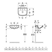 Debba Ceramic Wall Hung 350mm Basin - 1 Tap Hole - Bathrooms