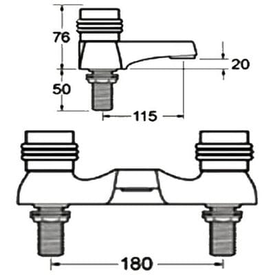 Danube-N Chrome Deck Mounted Bath Filler Tap - Bathrooms