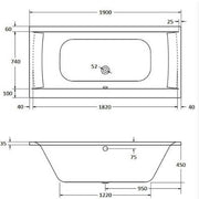 Oporto Double Ended Bath - All Sizes - Bathrooms