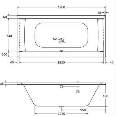 Oporto Double Ended Bath - All Sizes - Bathrooms