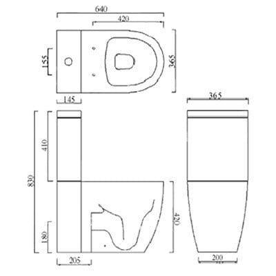 Emme Cistern for Close Coupled Toilet - Bathrooms