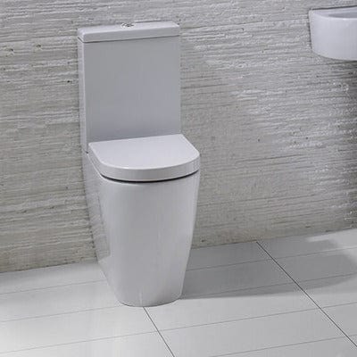 Emme Close Coupled Toilet with Closed, Flush to Wall Back - Bathrooms