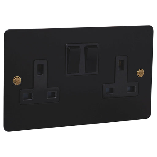 Caradok 2G Matt Black Socket - Brass Screws - Home & Garden > Lighting Caradok - Heavy Metal - Black