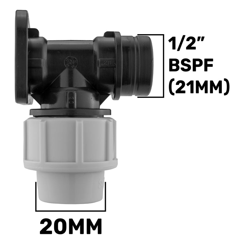 Wall Flange Kit 20mm MDPE + Bib Valve + ½” Geka - Home & Garden > Lawn & Garden Tech Hose & Fittings