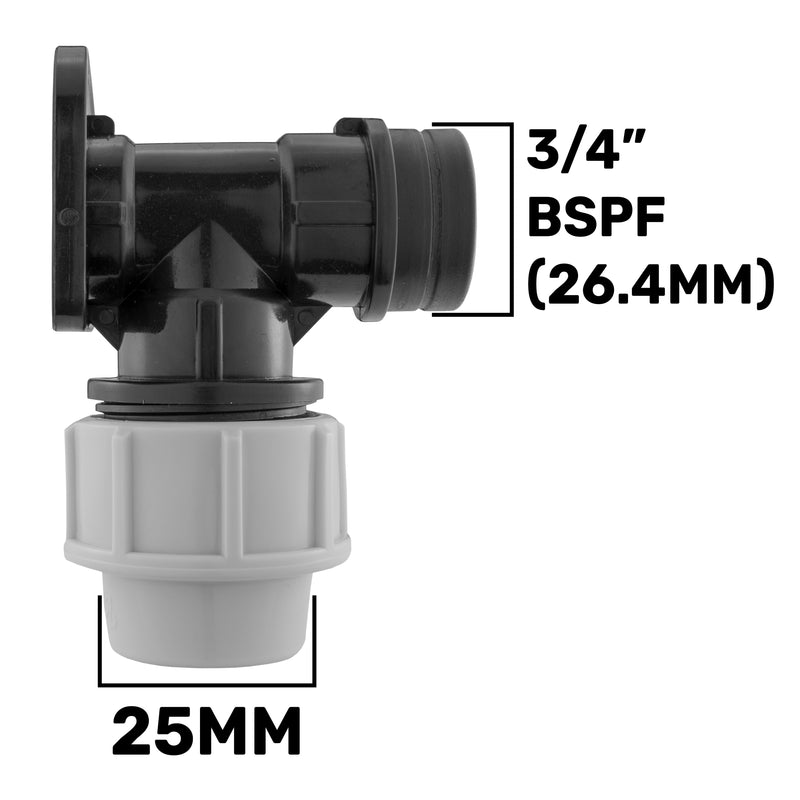 Wall Flange Kit 25mm MDPE + Bib Valve + Click Lock Male Lime - Home & Garden > Lawn & Garden Tech Hose & Fittings